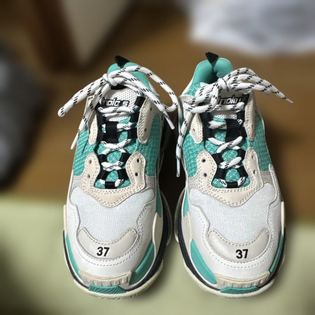 BALENCIAGA スニーカー 37 ホワイト/ターコイズ