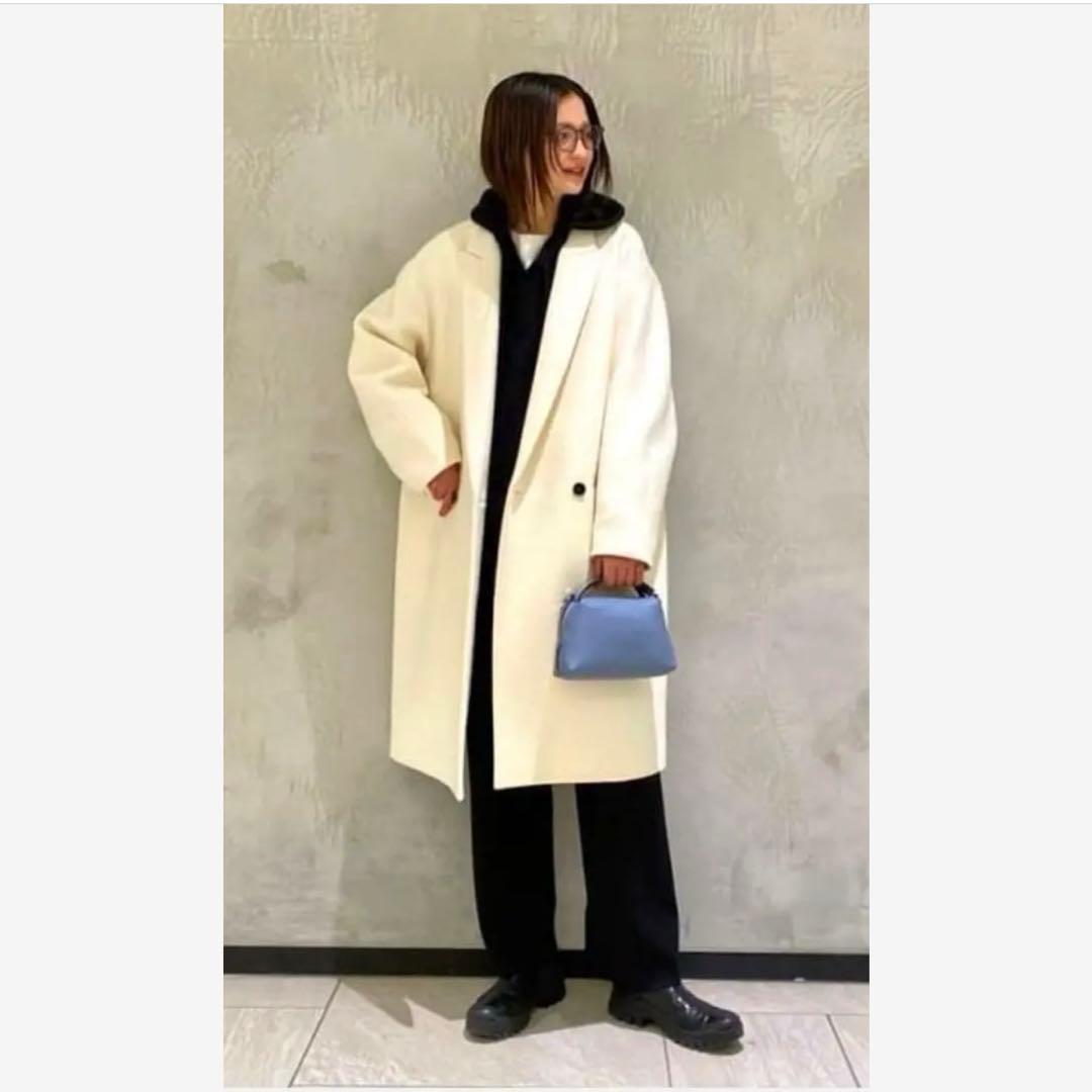 シ*！様 【未使用】ATON エイトン　ロングチェスターコート　ホワイト　レディ