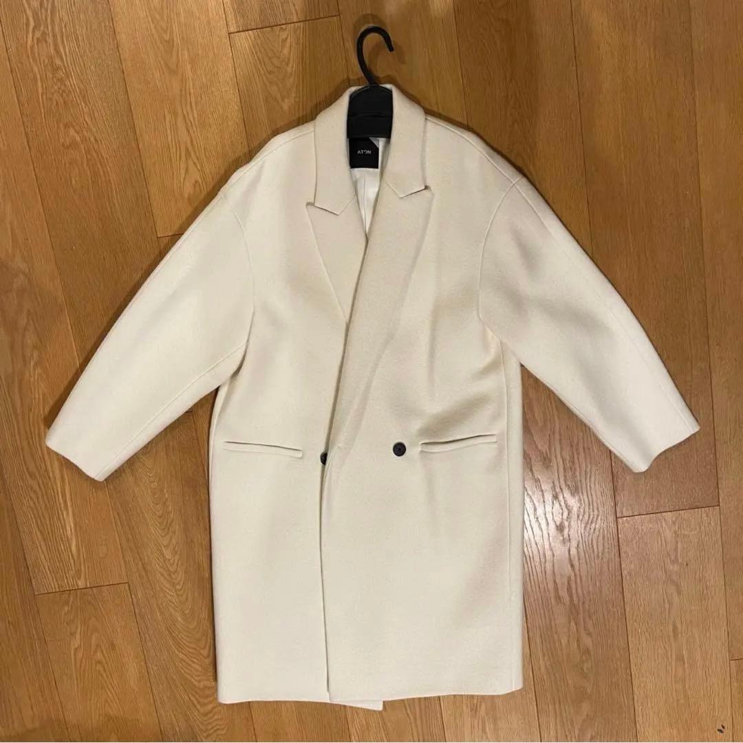シ*！様 【未使用】ATON エイトン　ロングチェスターコート　ホワイト　レディ