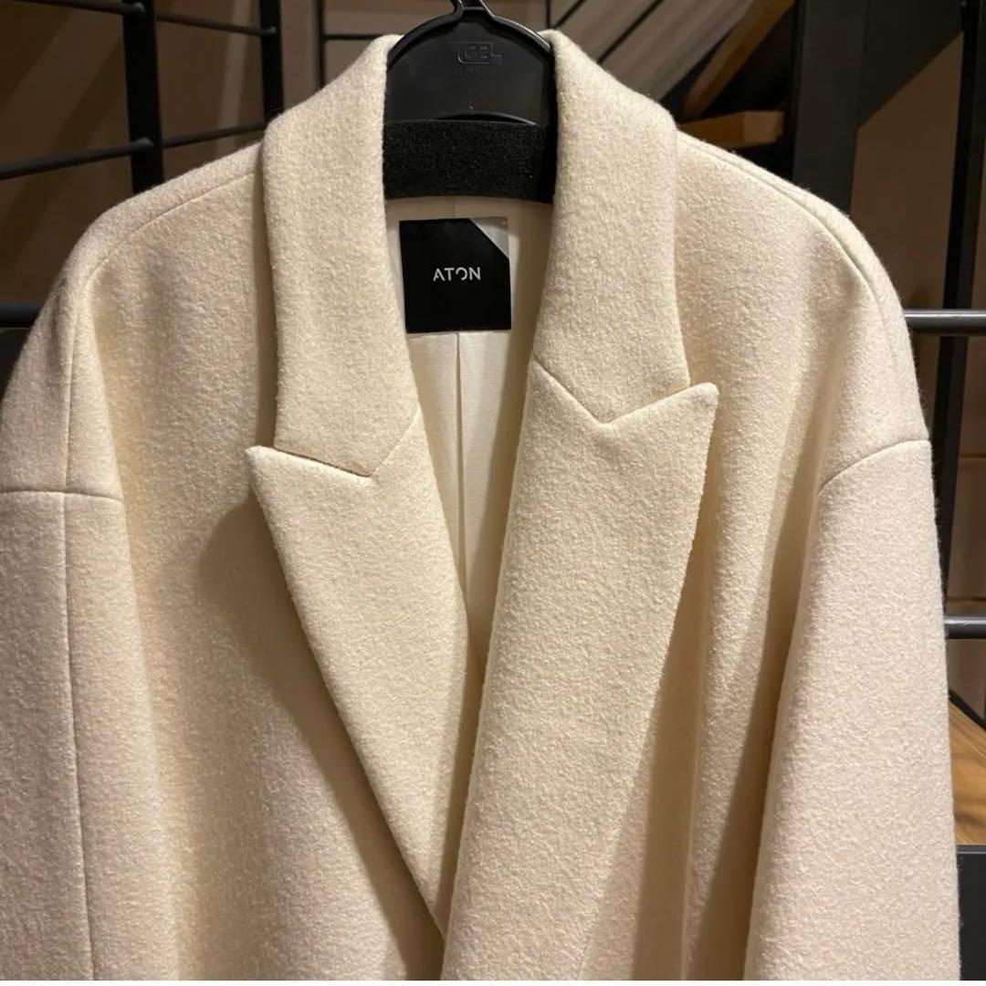 シ*！様 【未使用】ATON エイトン　ロングチェスターコート　ホワイト　レディ
