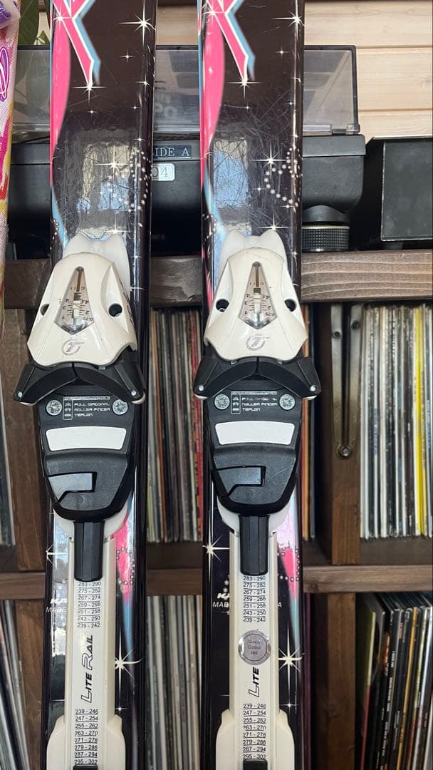 カービングスキー板140セットビンディングストックキッズ子供ジュニアピンク女子