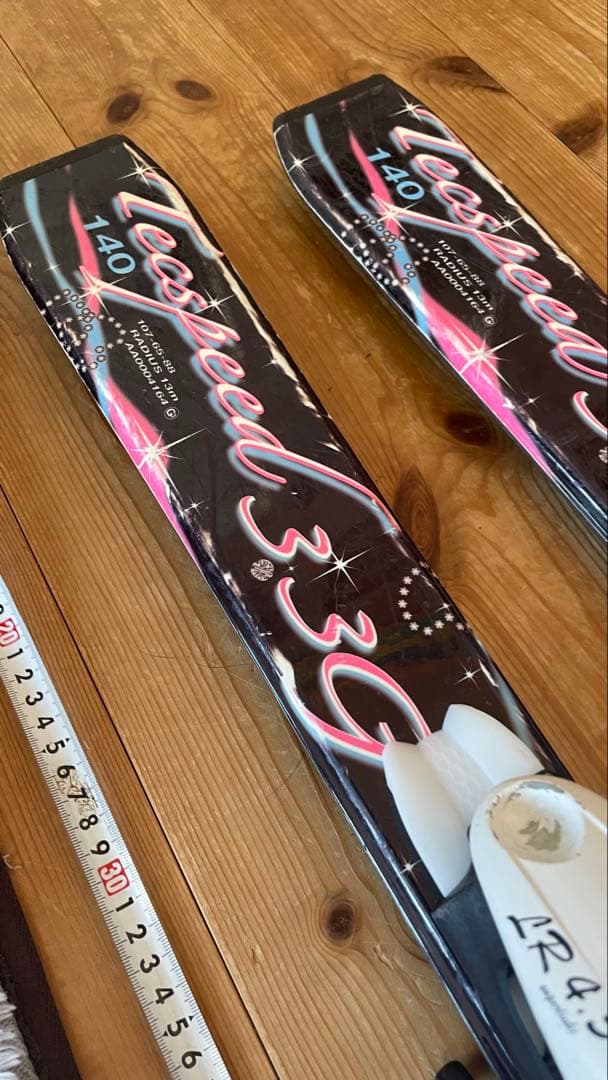 カービングスキー板140セットビンディングストックキッズ子供ジュニアピンク女子