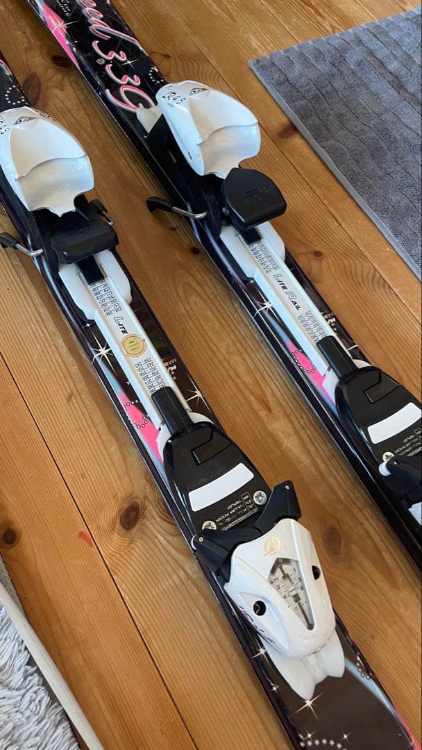 カービングスキー板140セットビンディングストックキッズ子供ジュニアピンク女子