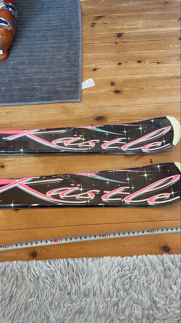 カービングスキー板140セットビンディングストックキッズ子供ジュニアピンク女子
