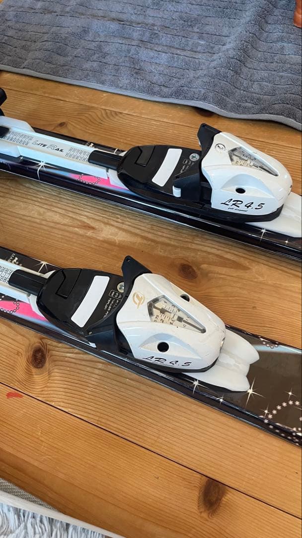 カービングスキー板140セットビンディングストックキッズ子供ジュニアピンク女子