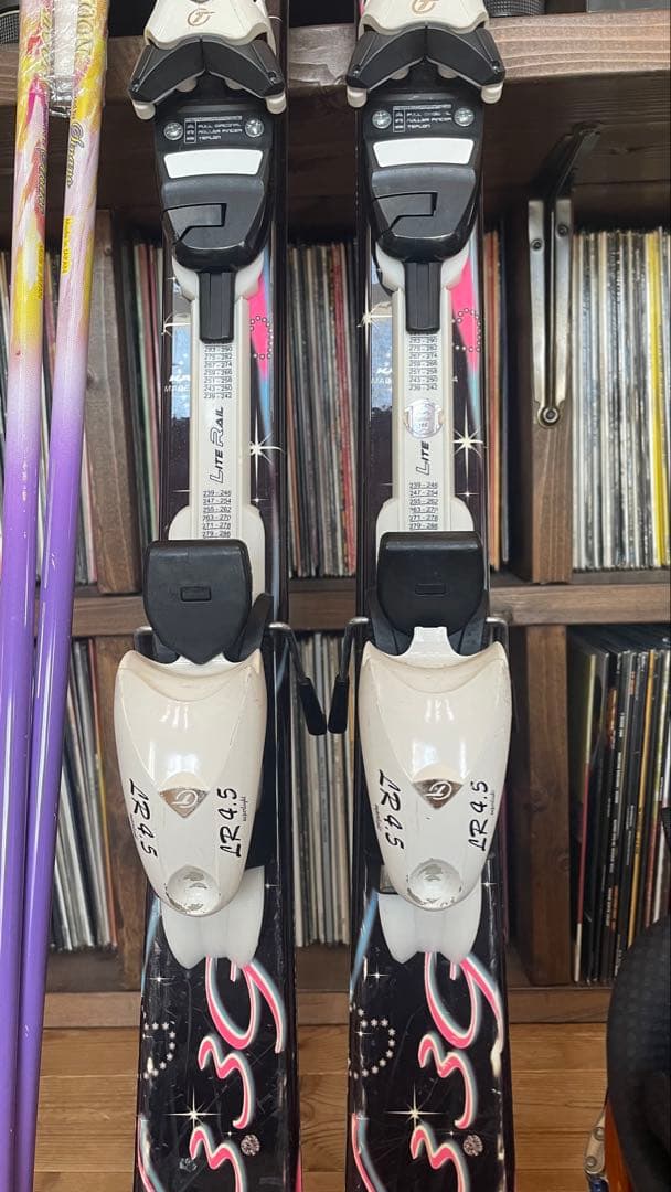 カービングスキー板140セットビンディングストックキッズ子供ジュニアピンク女子