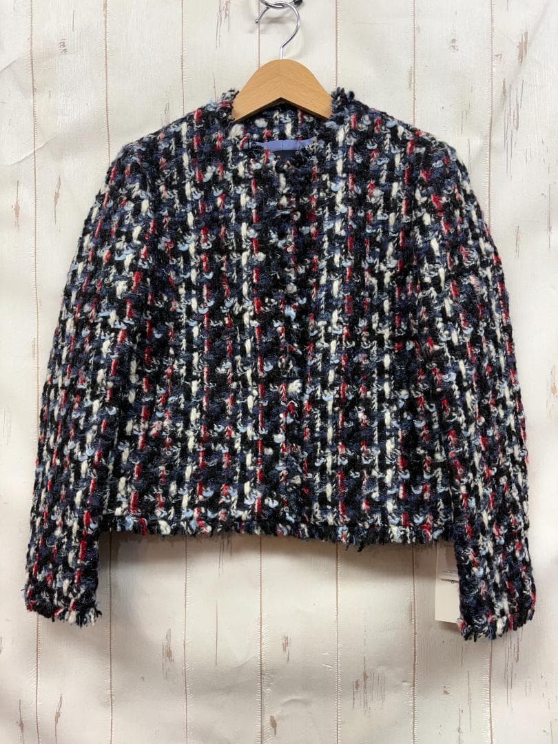 T927：新品トゥモローランド ファンシーツイード ノーカラージャケット