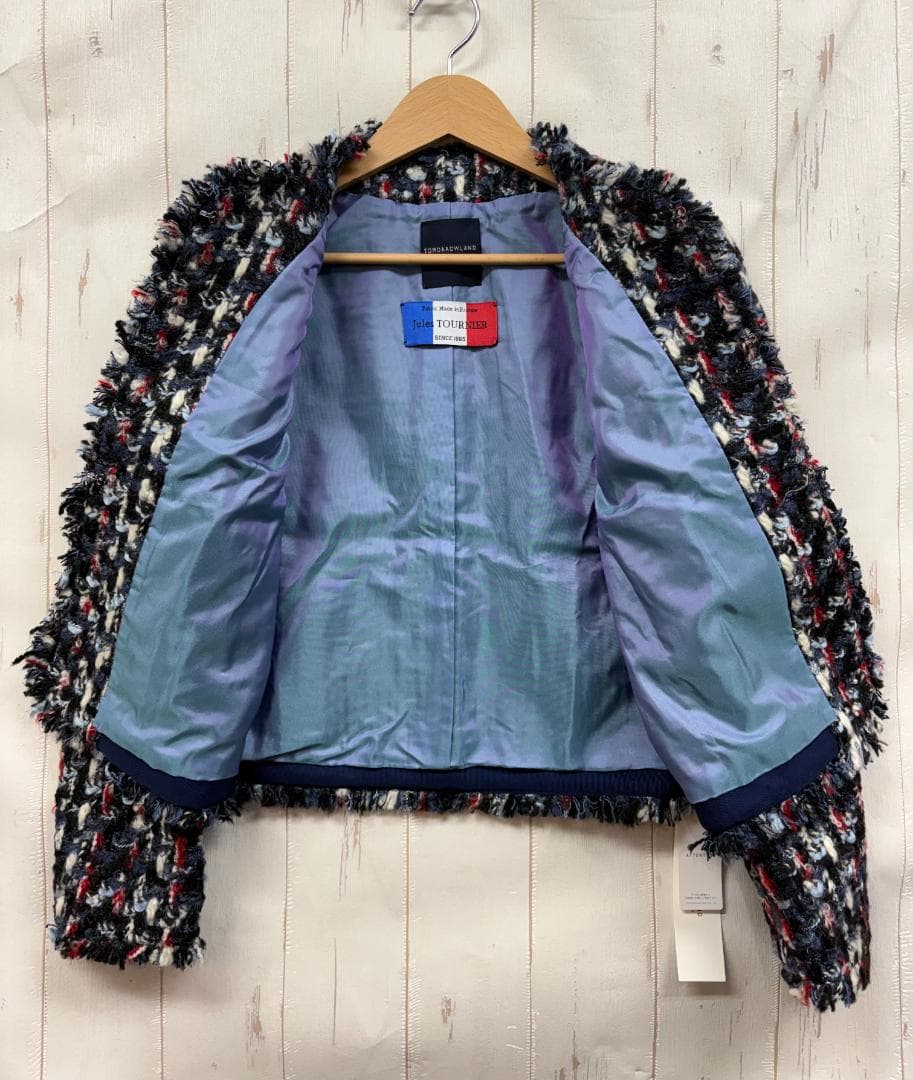 T927：新品トゥモローランド ファンシーツイード ノーカラージャケット