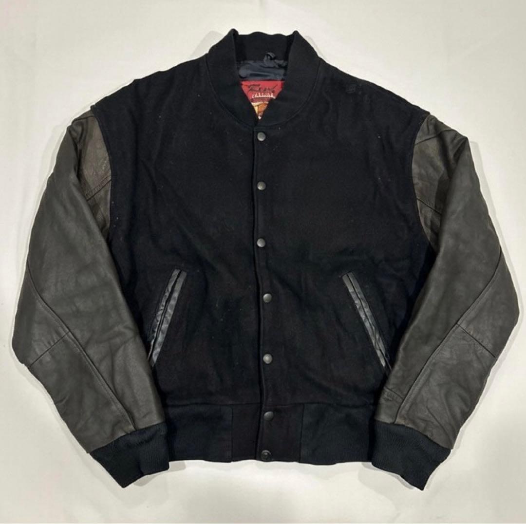 80s 90s REED USA製 レザースリーブ スタジャン ビンテージ L