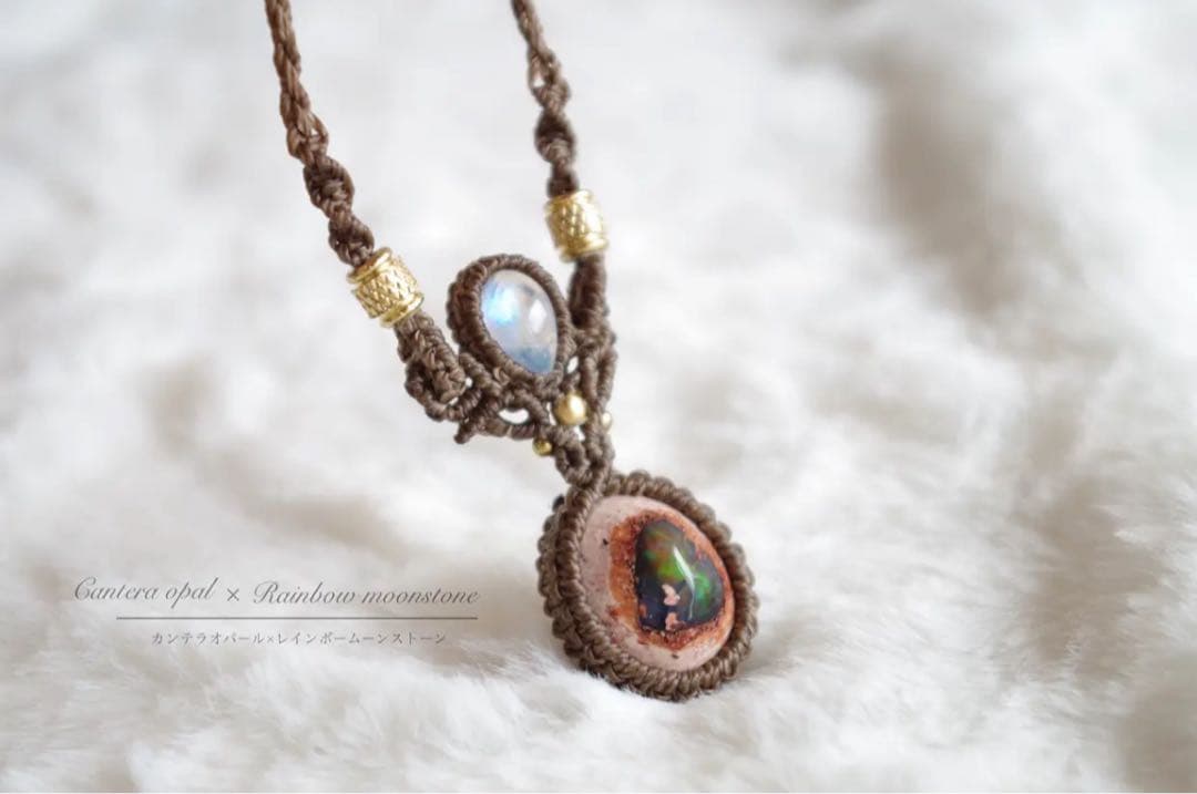 Cantera opal × RainbowMoonstone necklace
