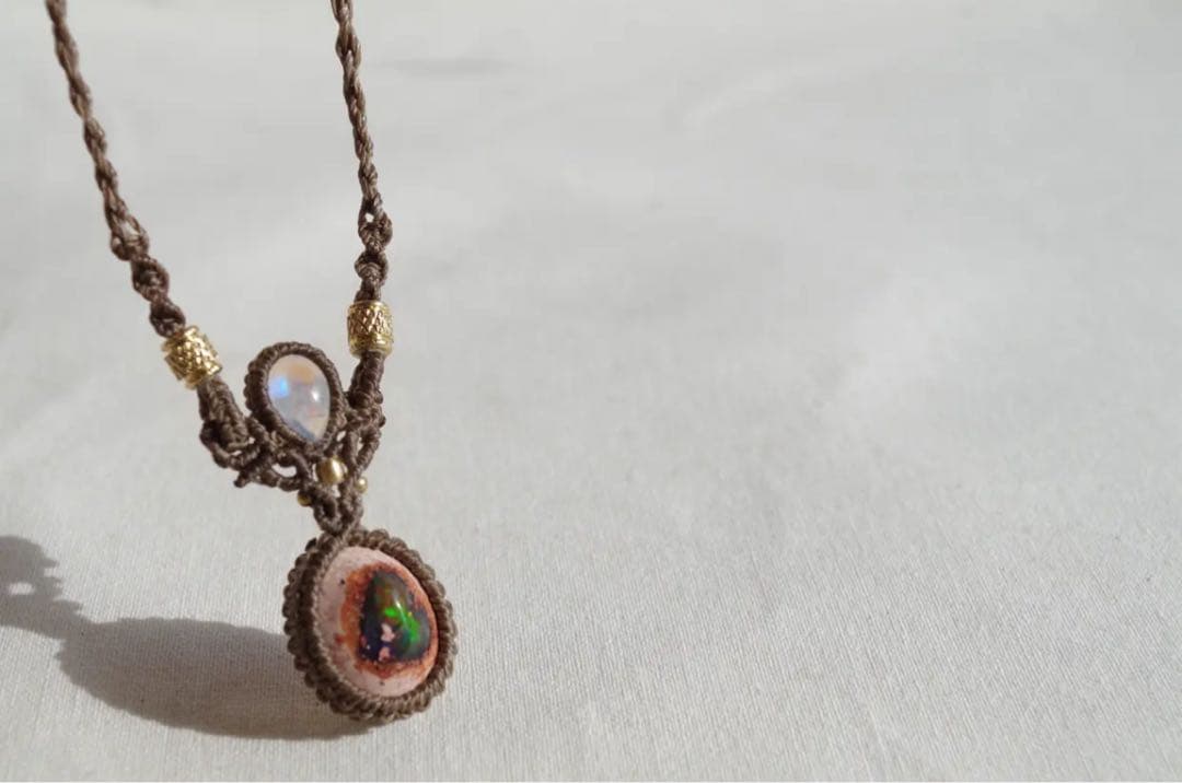 Cantera opal × RainbowMoonstone necklace