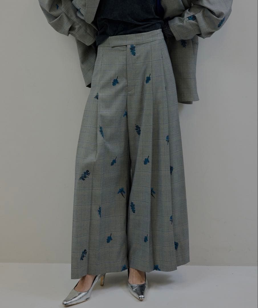 パンツ ameri vintage CHECK FLOWER PLEATS PANTS