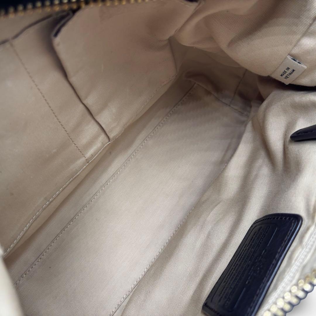 【美品】コーチ　ショルダーバッグ　シグネチャー　レザー　キャンバス　フリンジ