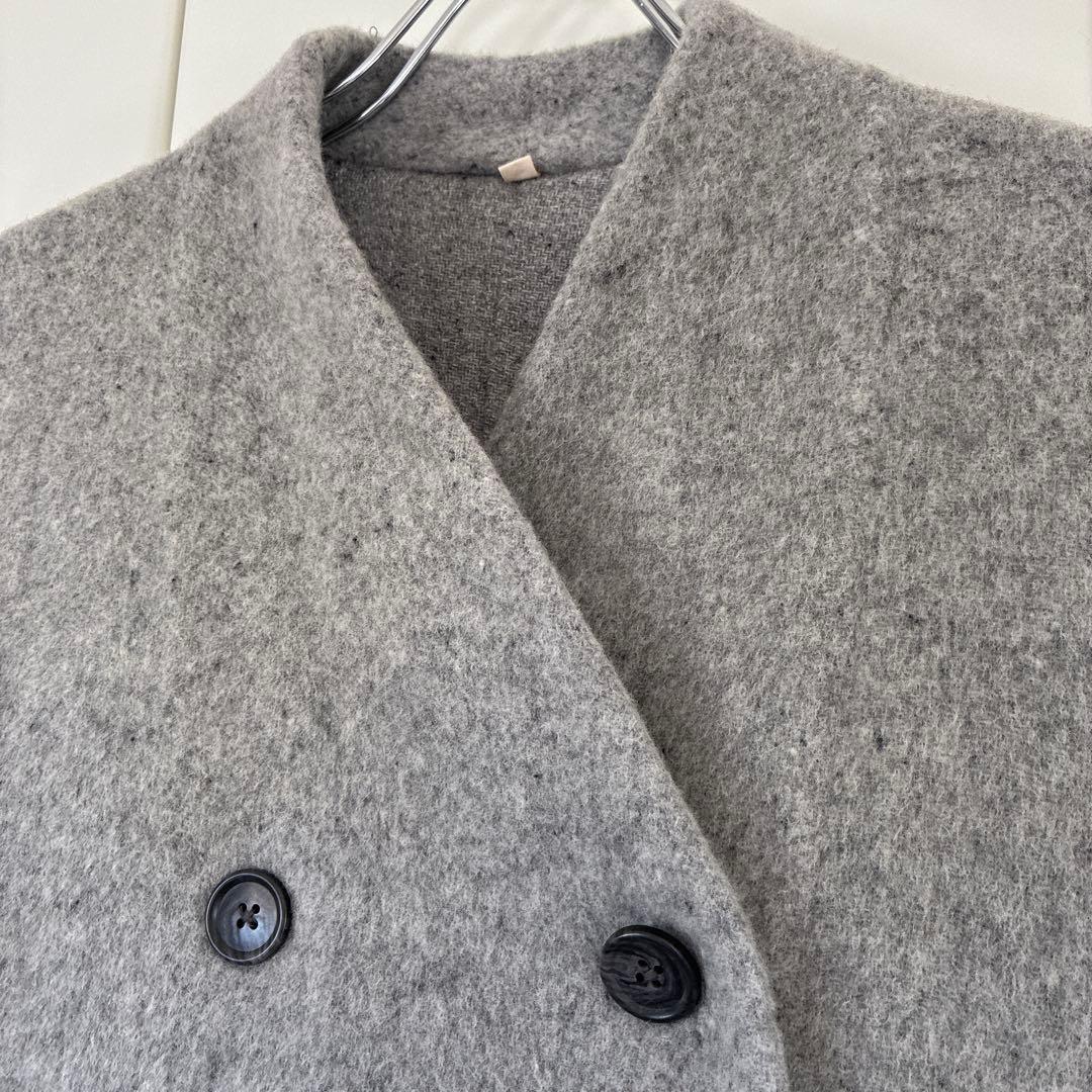 MUJI Labo 婦人　カシミヤ混ノーカラーコート Ｍ　ライトグレー　ムジラボ