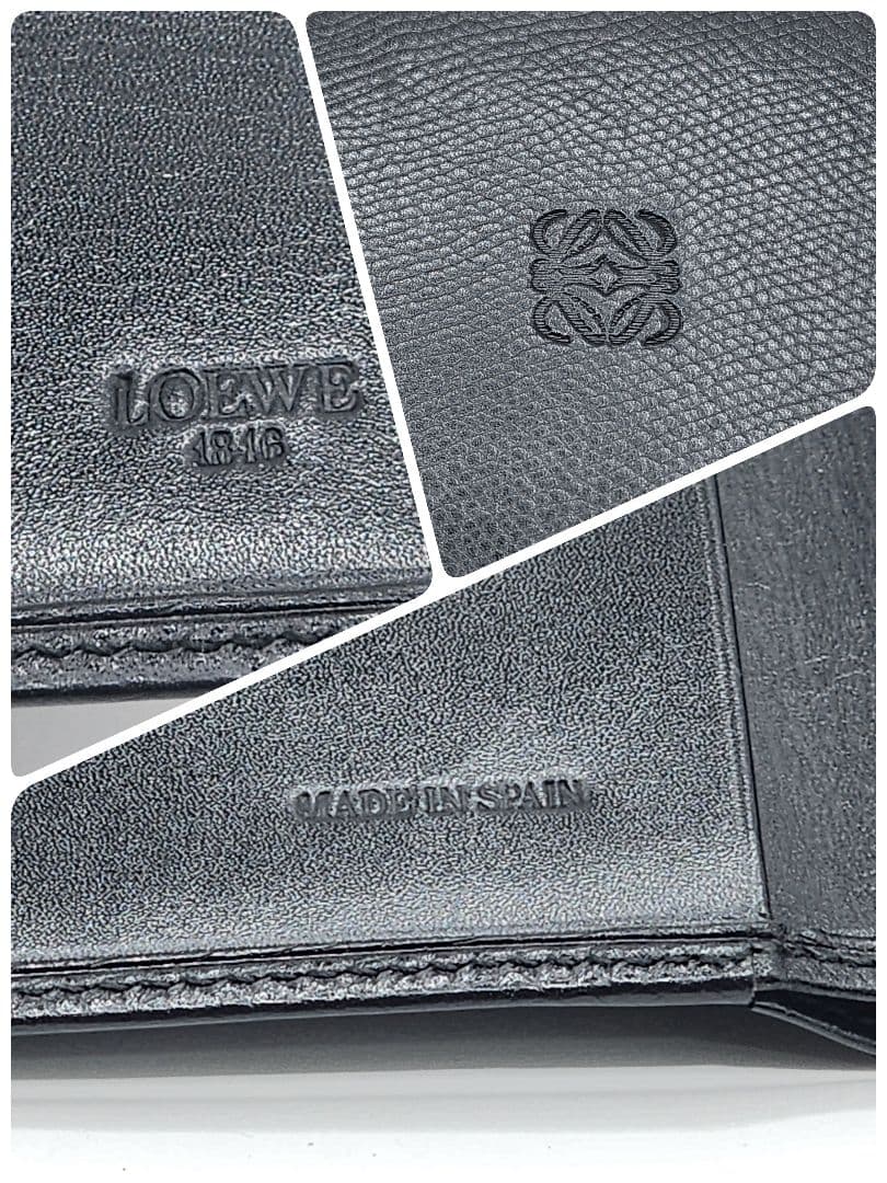 【美品】LOEWE ロエベ アナグラム 二つ折り財布 黒