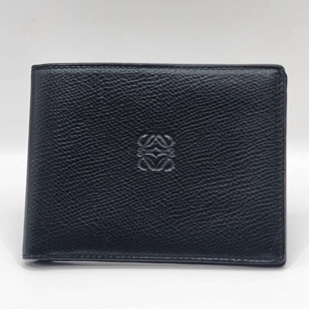【美品】LOEWE ロエベ アナグラム 二つ折り財布 黒