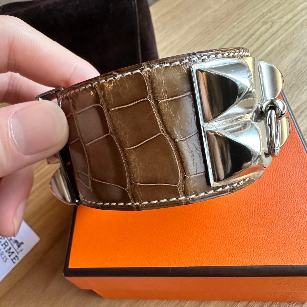 エルメス HERMES コリエドシアン 新品未使用 シルバー ブラウン T刻印