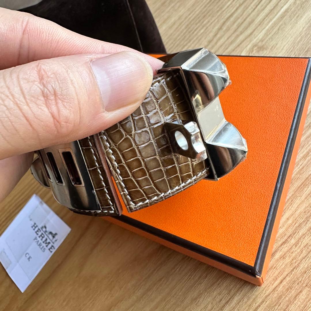 エルメス HERMES コリエドシアン 新品未使用 シルバー ブラウン T刻印