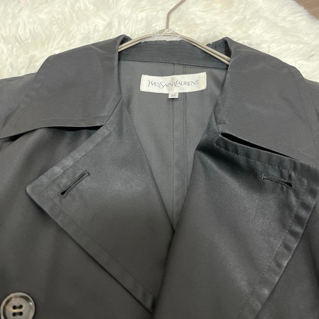 クリーニング済◇YVES SAINT LAURENT トレンチコート ブラック