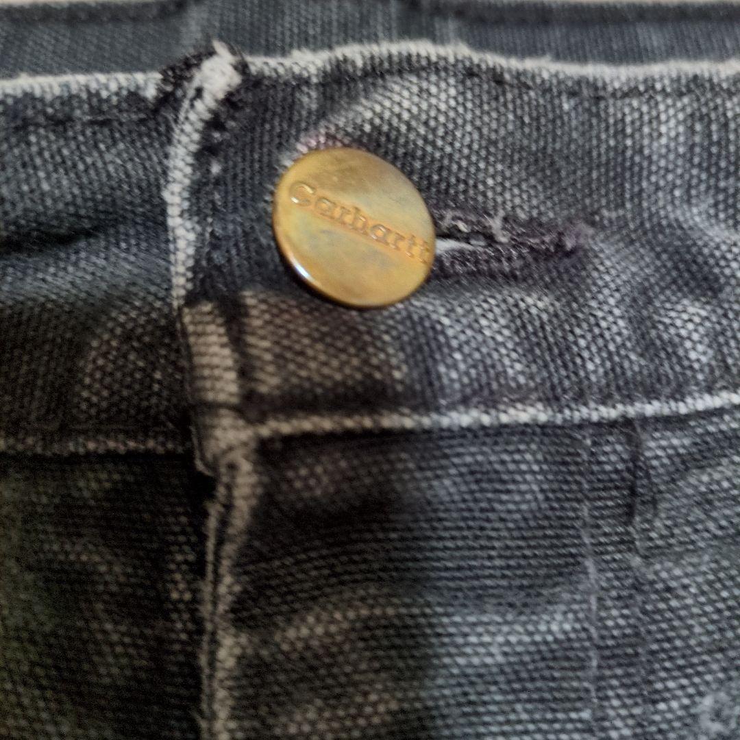 Carhartt ブラック ワークパンツ フリンジ裾
