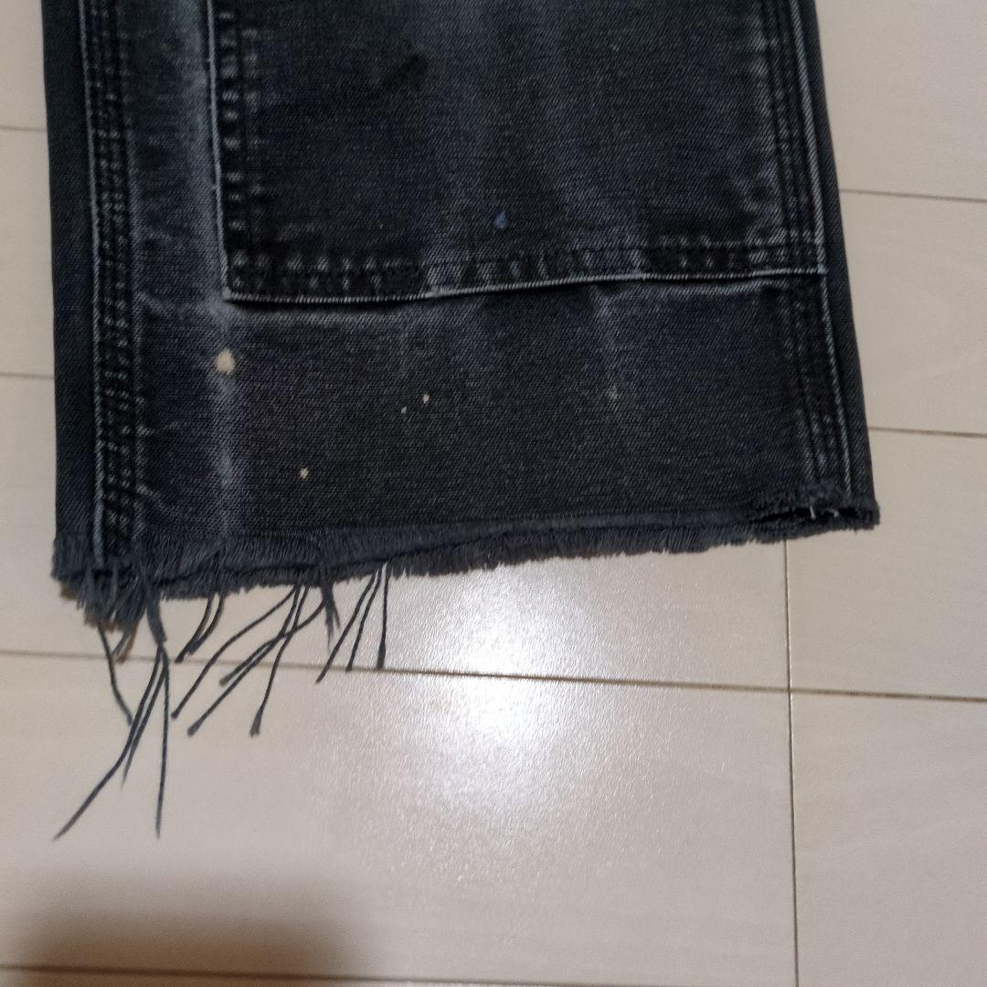 Carhartt ブラック ワークパンツ フリンジ裾