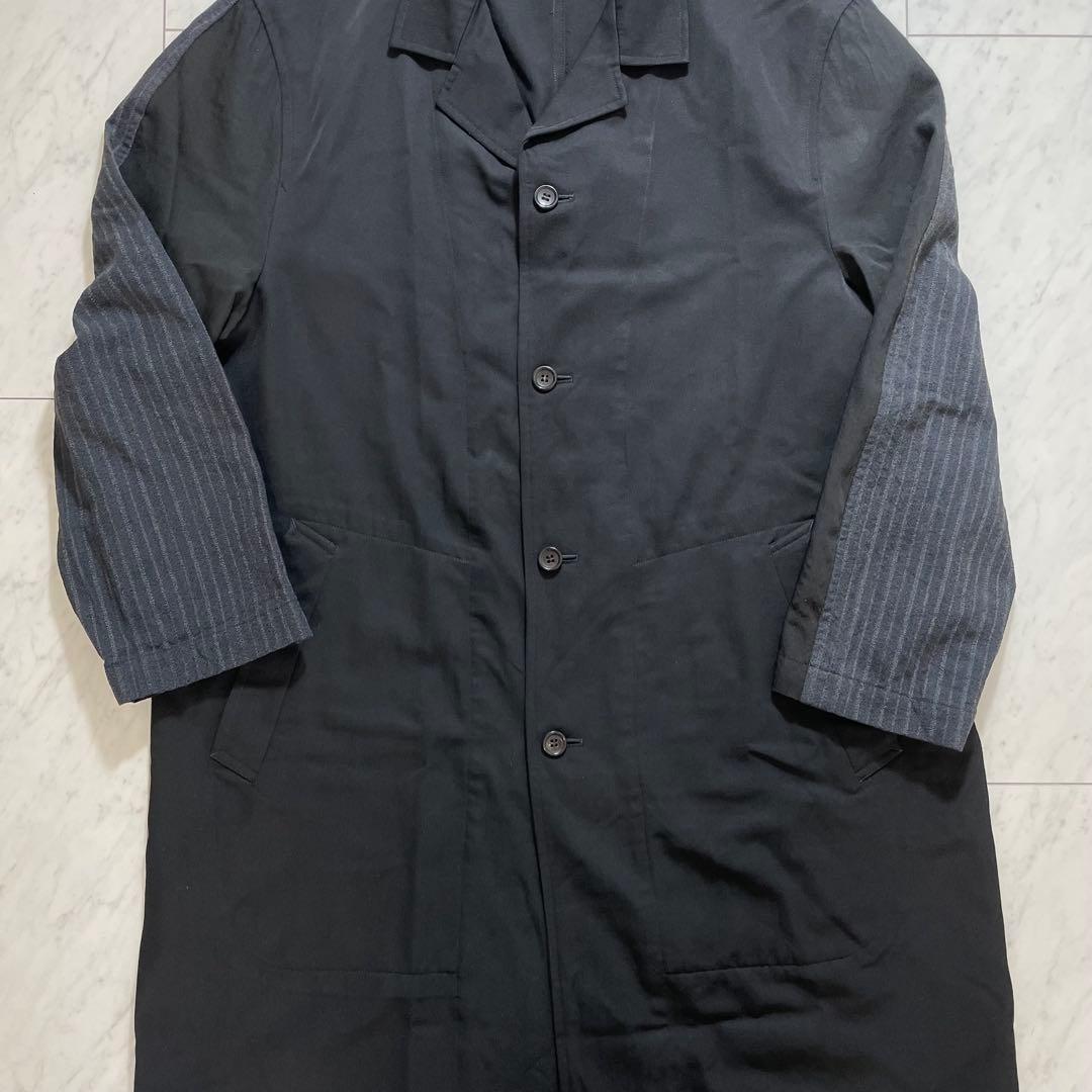 コムデギャルソンオムプリュス ロングコート 異素材切り替え AD1992 M 黒