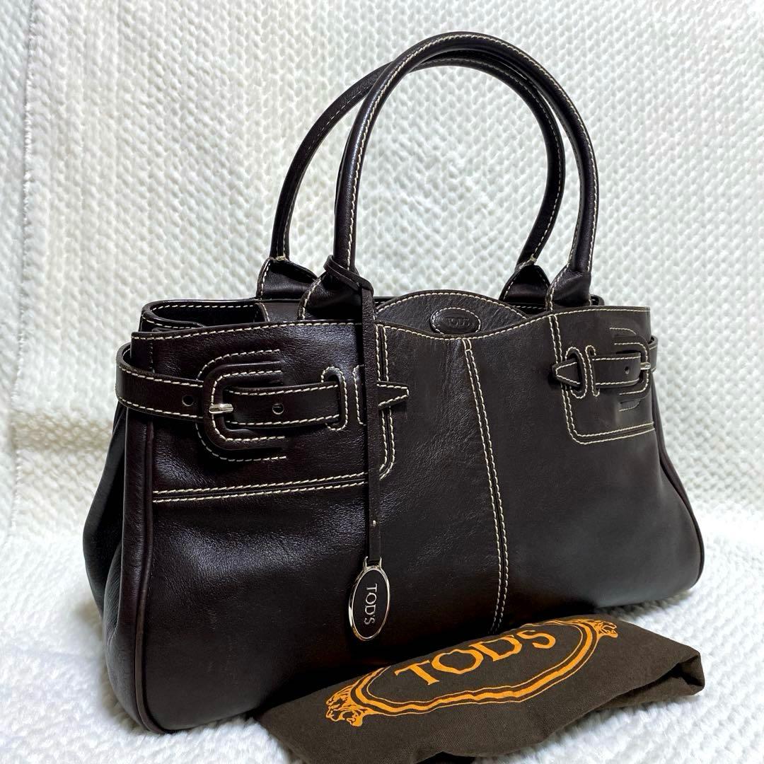 【美品】TOD'S トッズ Wベルト トートバッグ 肩掛け可能 ビジネス