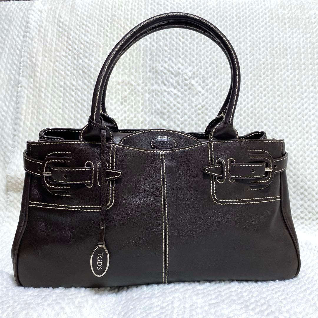【美品】TOD'S トッズ Wベルト トートバッグ 肩掛け可能 ビジネス