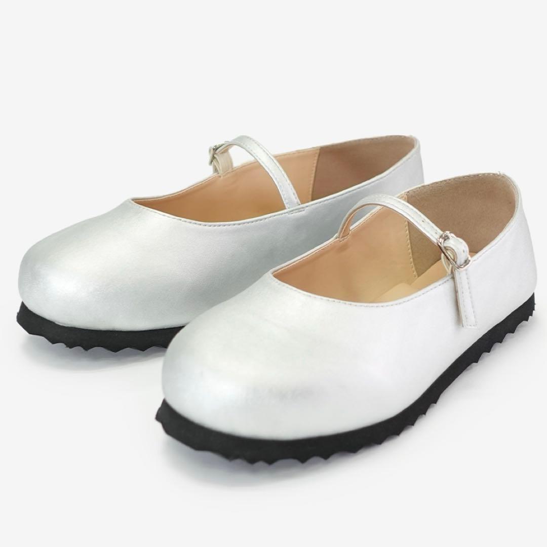 ラクバキ　クラシックパンプス　シルバー　Lサイズ