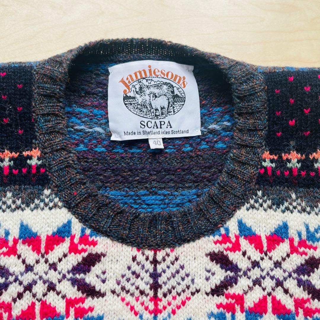 【SCAPA】×【Jamieson's】フェアアイル柄 ニットベスト Lサイズ