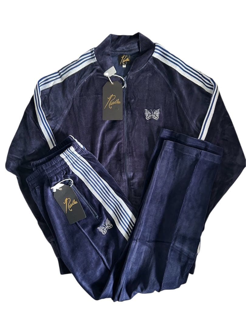 新品 needles ベロアセットアップ M ネイビー
