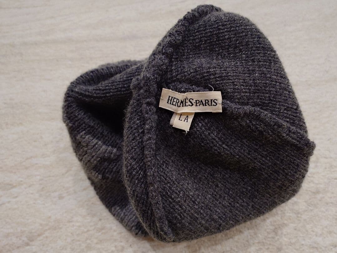 ☆新品未使用☆HERMES カシミヤグレー ニット帽 Lサイズ