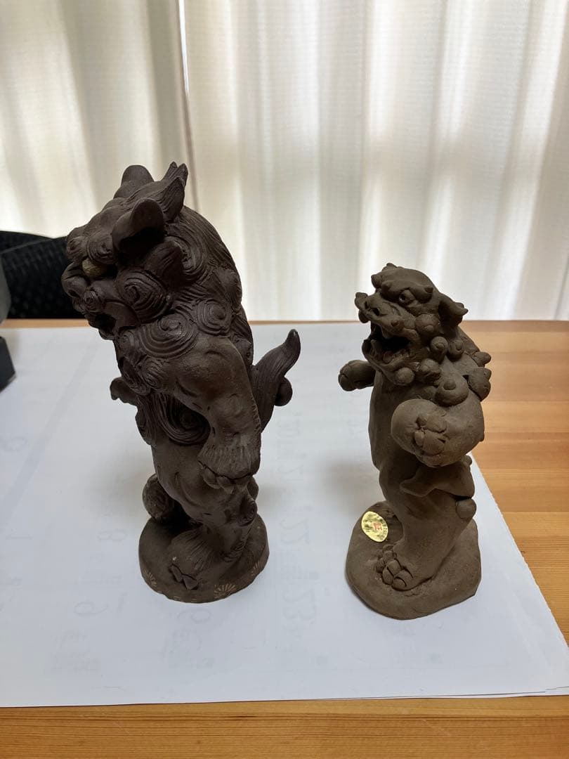 琉球　沖縄　壺屋焼　立ちシーサー二体　ヤチムン　やちむん