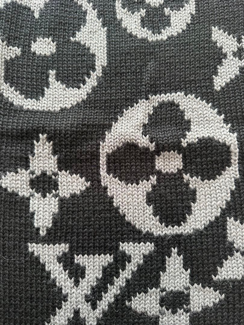 LOUIS VUITTON ルイ・ヴィトン ニットマフラー 黒、グレー