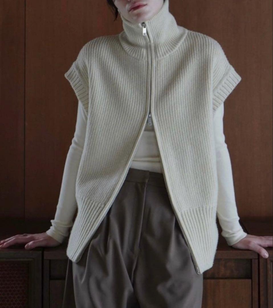 【CLANE】ZIP COLLAR KNIT VEST