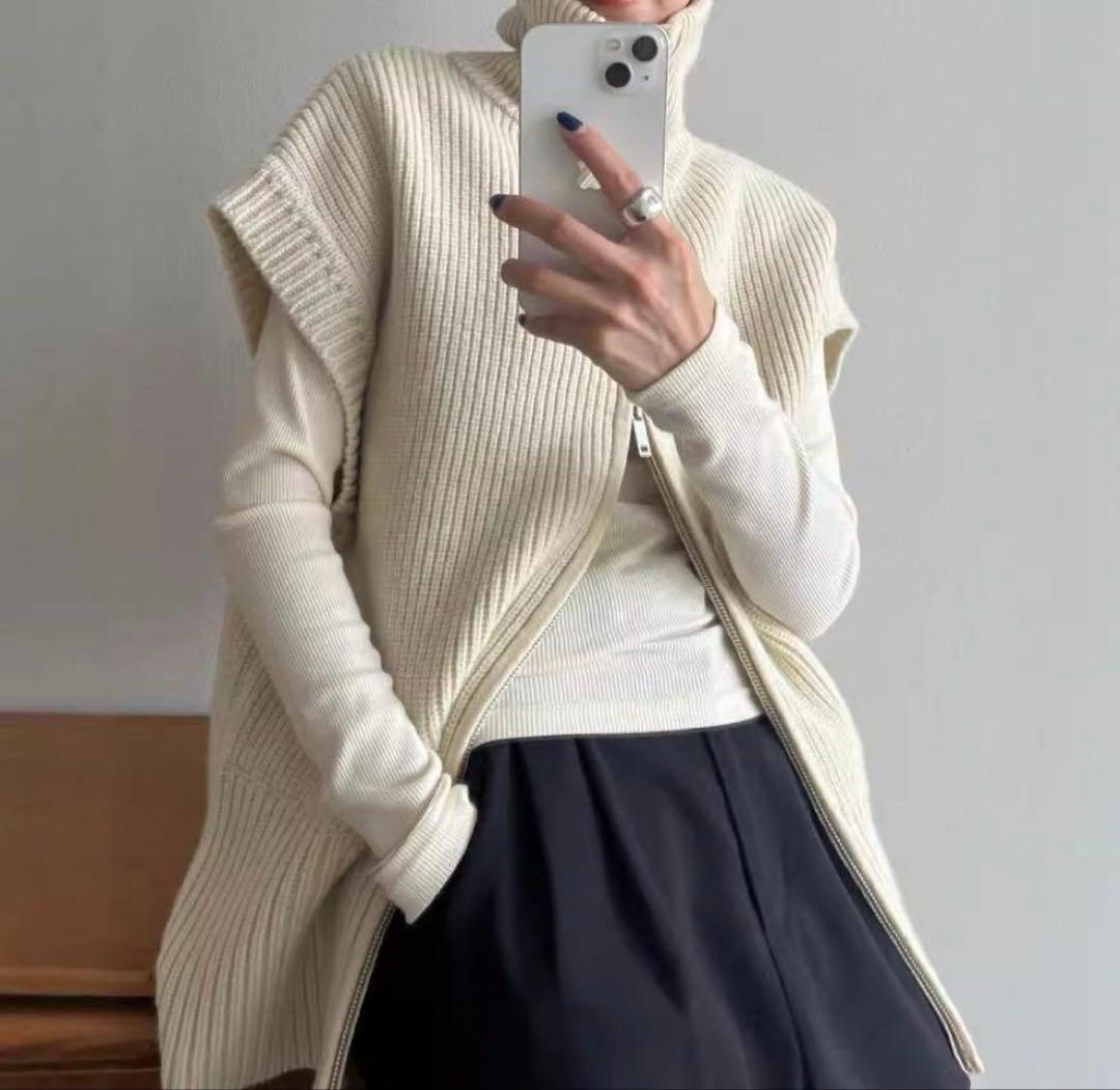 【CLANE】ZIP COLLAR KNIT VEST
