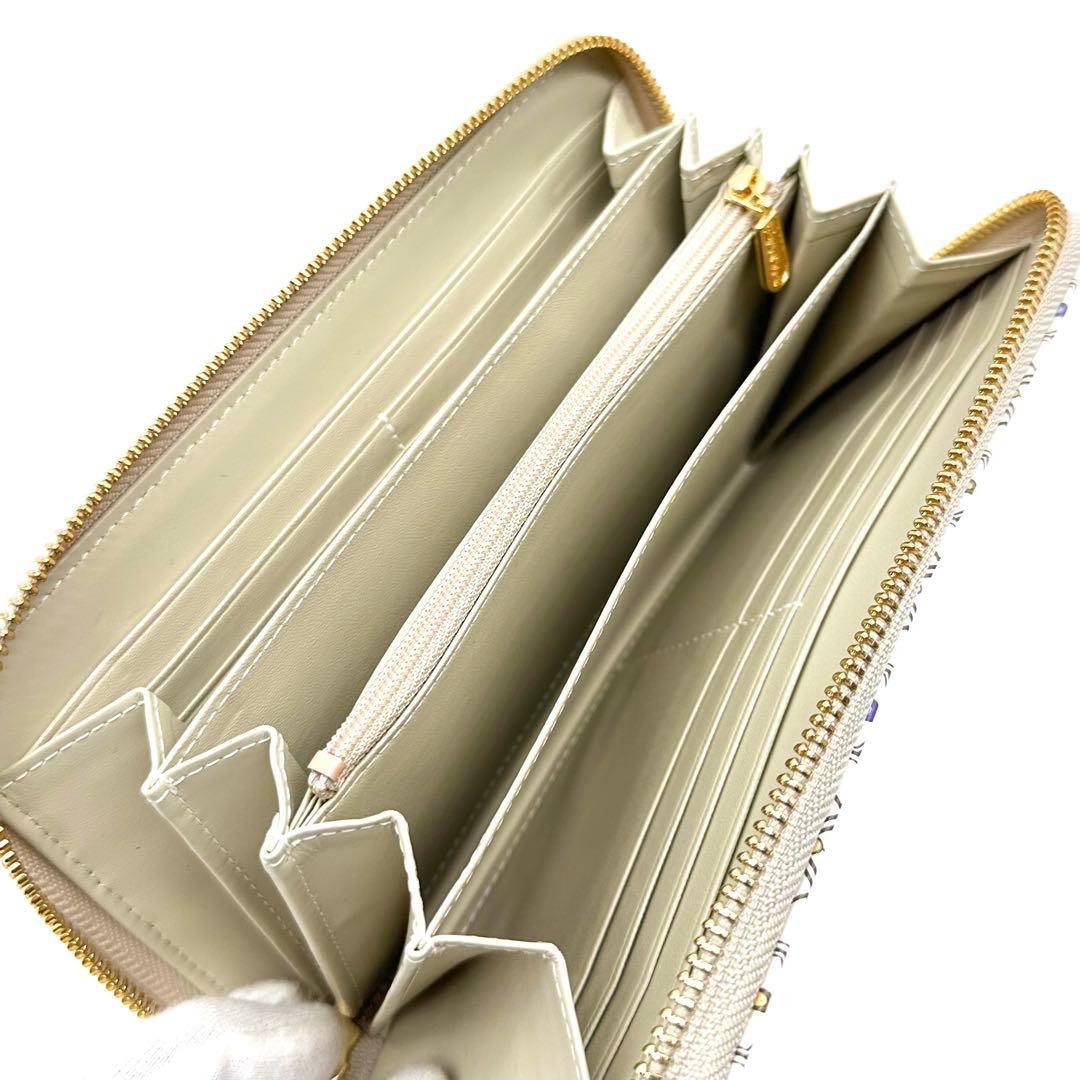 未使用✨浅草文庫 友禅染 花菱 ラウンドジップ 長財布 ピンク 型押しレザー