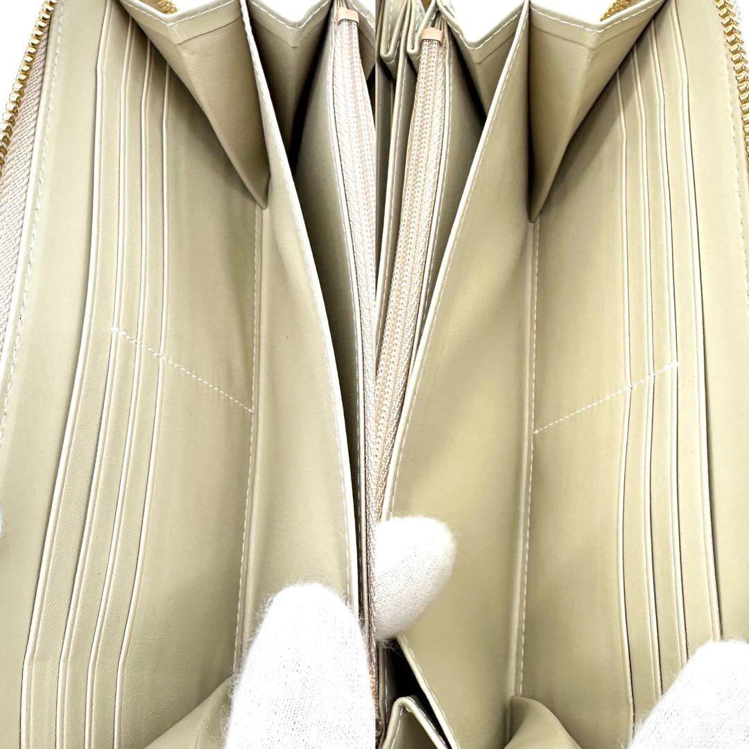 未使用✨浅草文庫 友禅染 花菱 ラウンドジップ 長財布 ピンク 型押しレザー