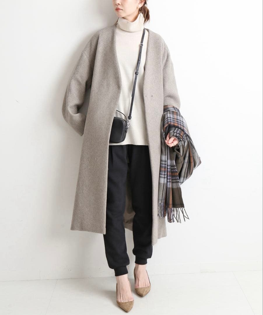 イエナ 定価48,400円 MANTECOノーカラーコート　38　ベージュ