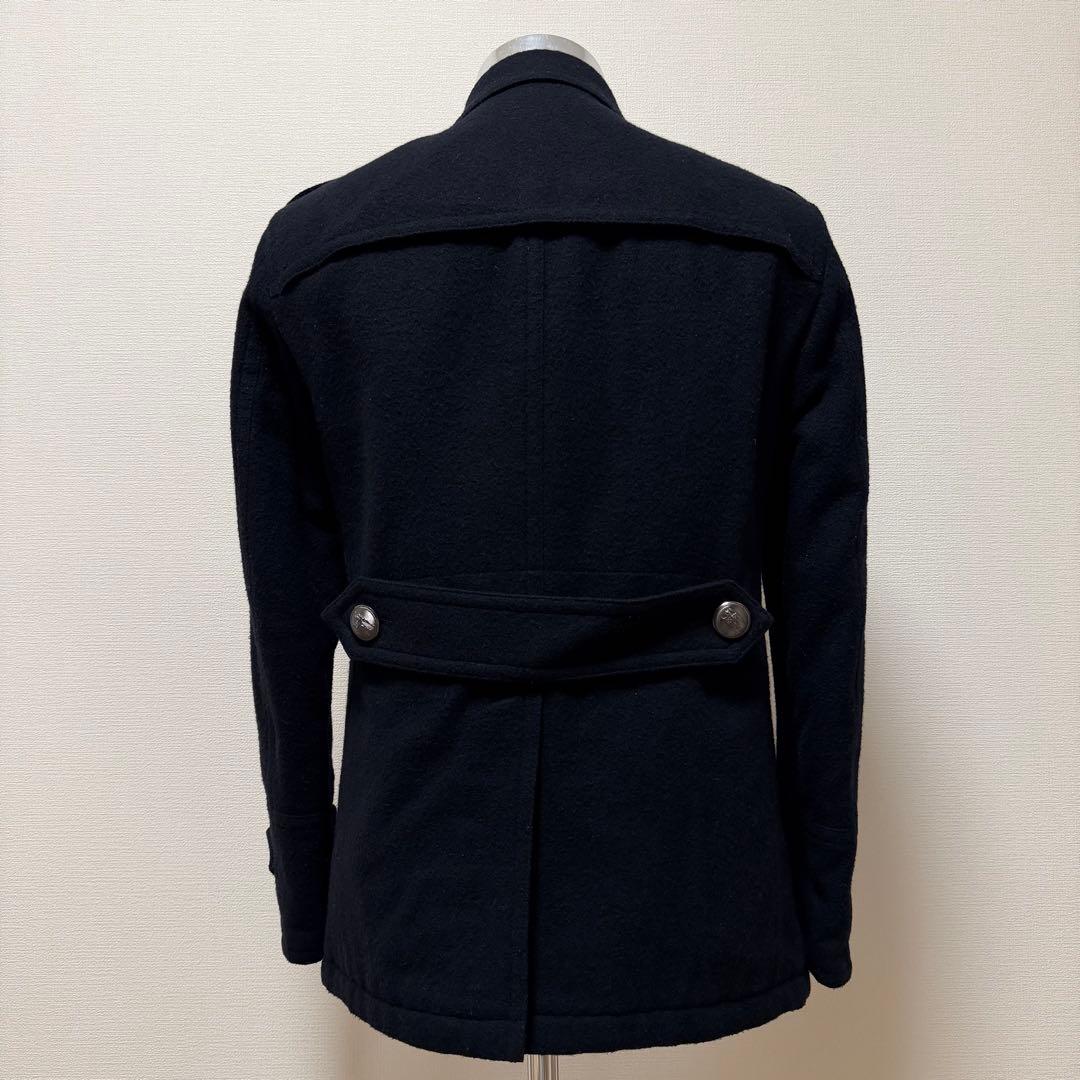 バーバリーブラックレーベル　ナポレオンジャケット　チェック　銀ボタン　黒　L