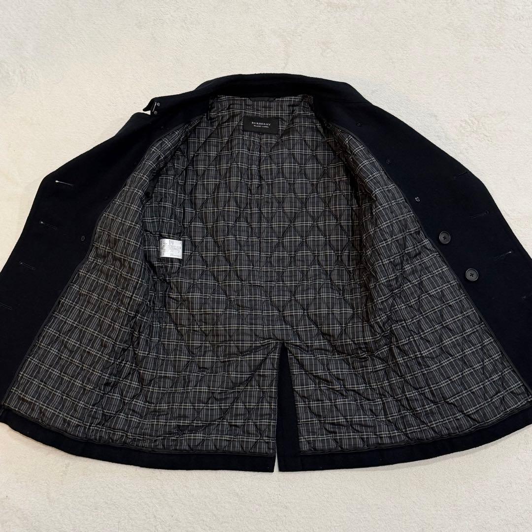 バーバリーブラックレーベル　ナポレオンジャケット　チェック　銀ボタン　黒　L