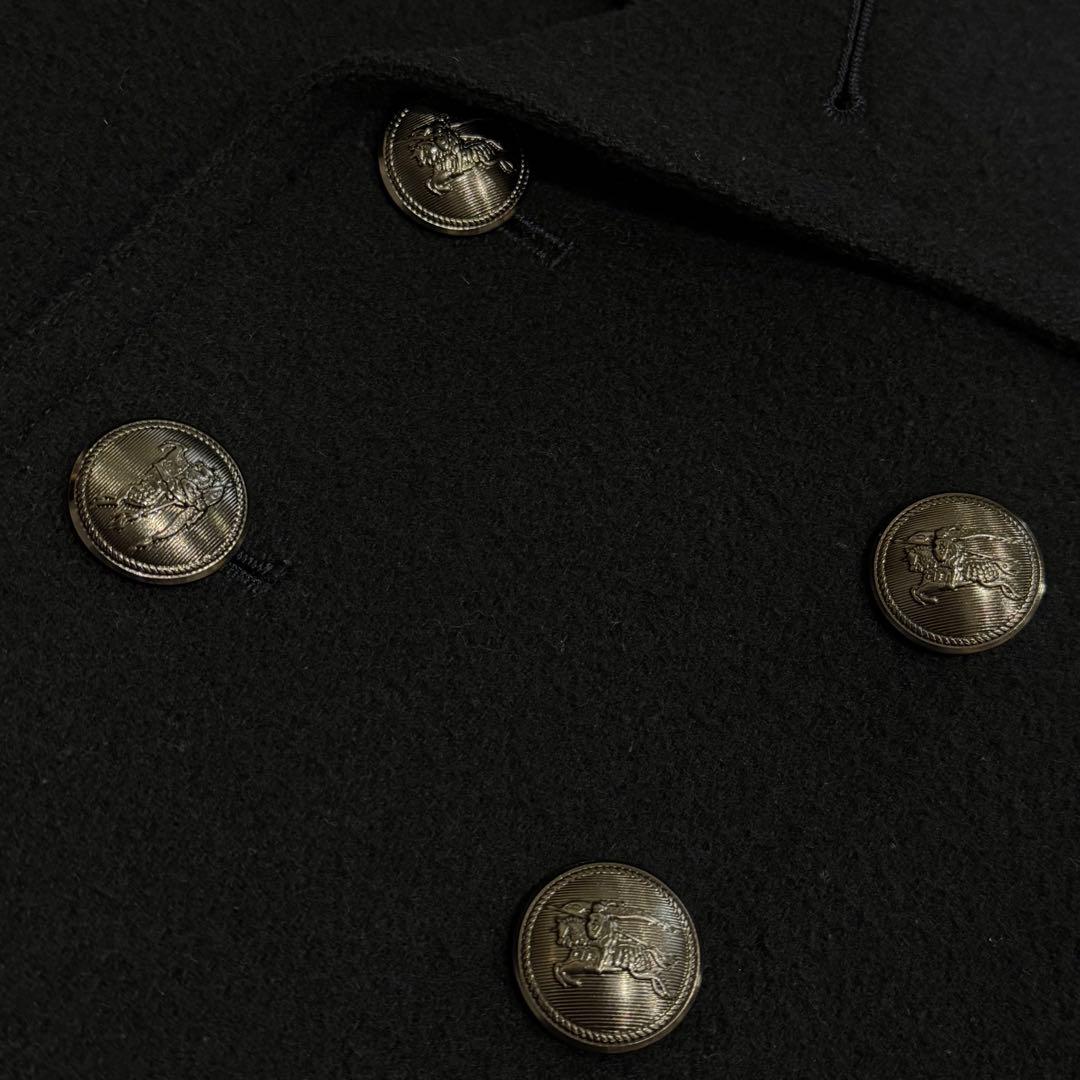 バーバリーブラックレーベル　ナポレオンジャケット　チェック　銀ボタン　黒　L