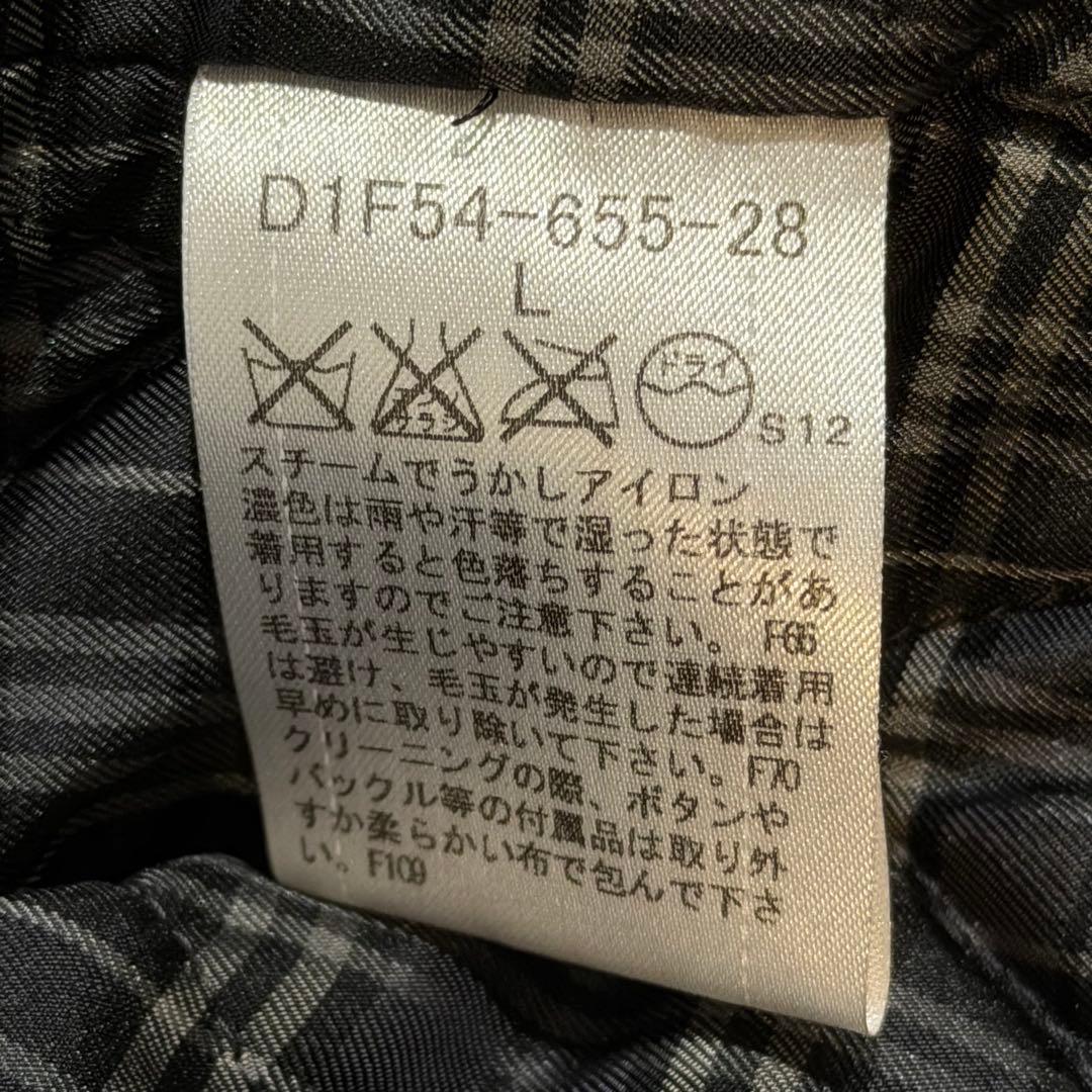 バーバリーブラックレーベル　ナポレオンジャケット　チェック　銀ボタン　黒　L