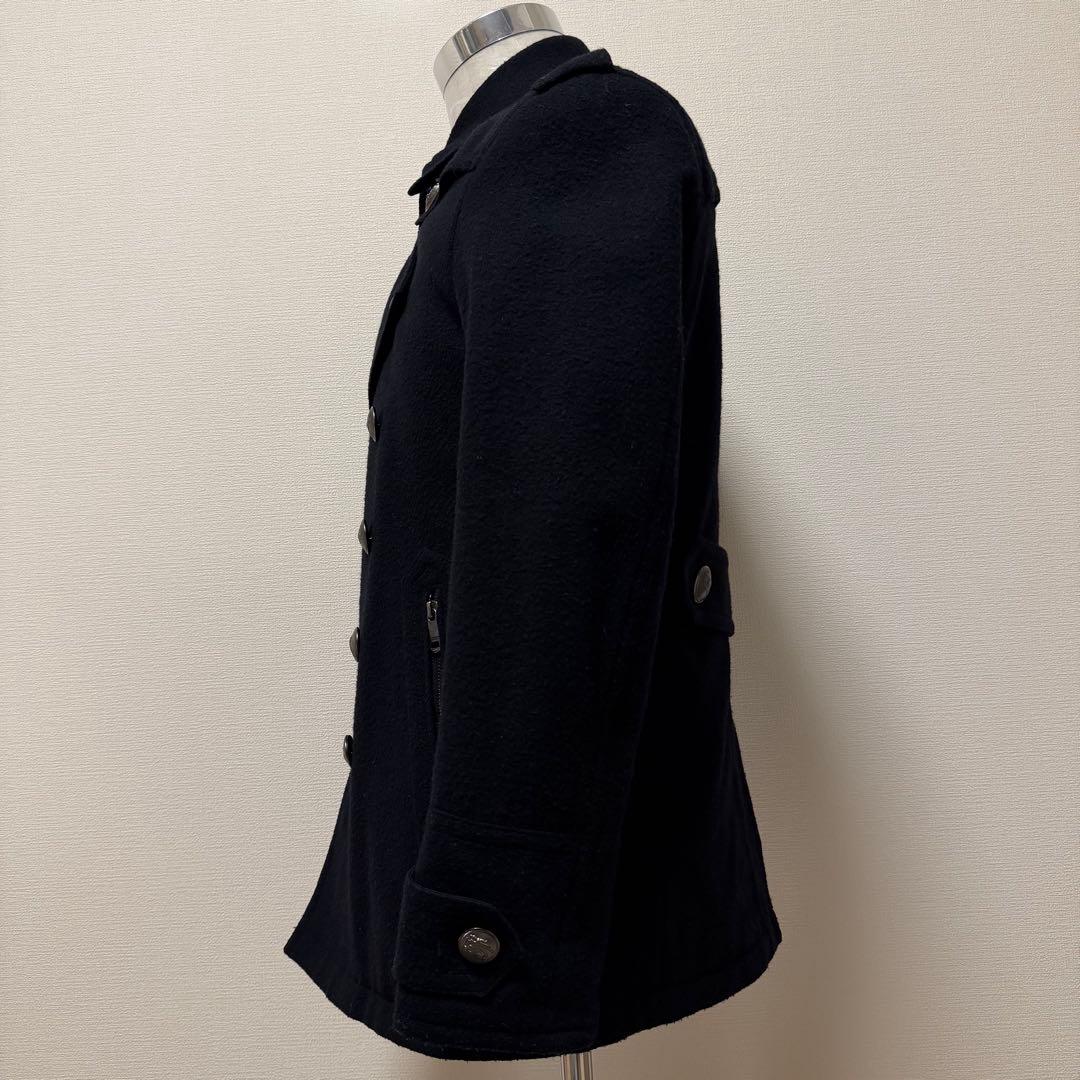 バーバリーブラックレーベル　ナポレオンジャケット　チェック　銀ボタン　黒　L