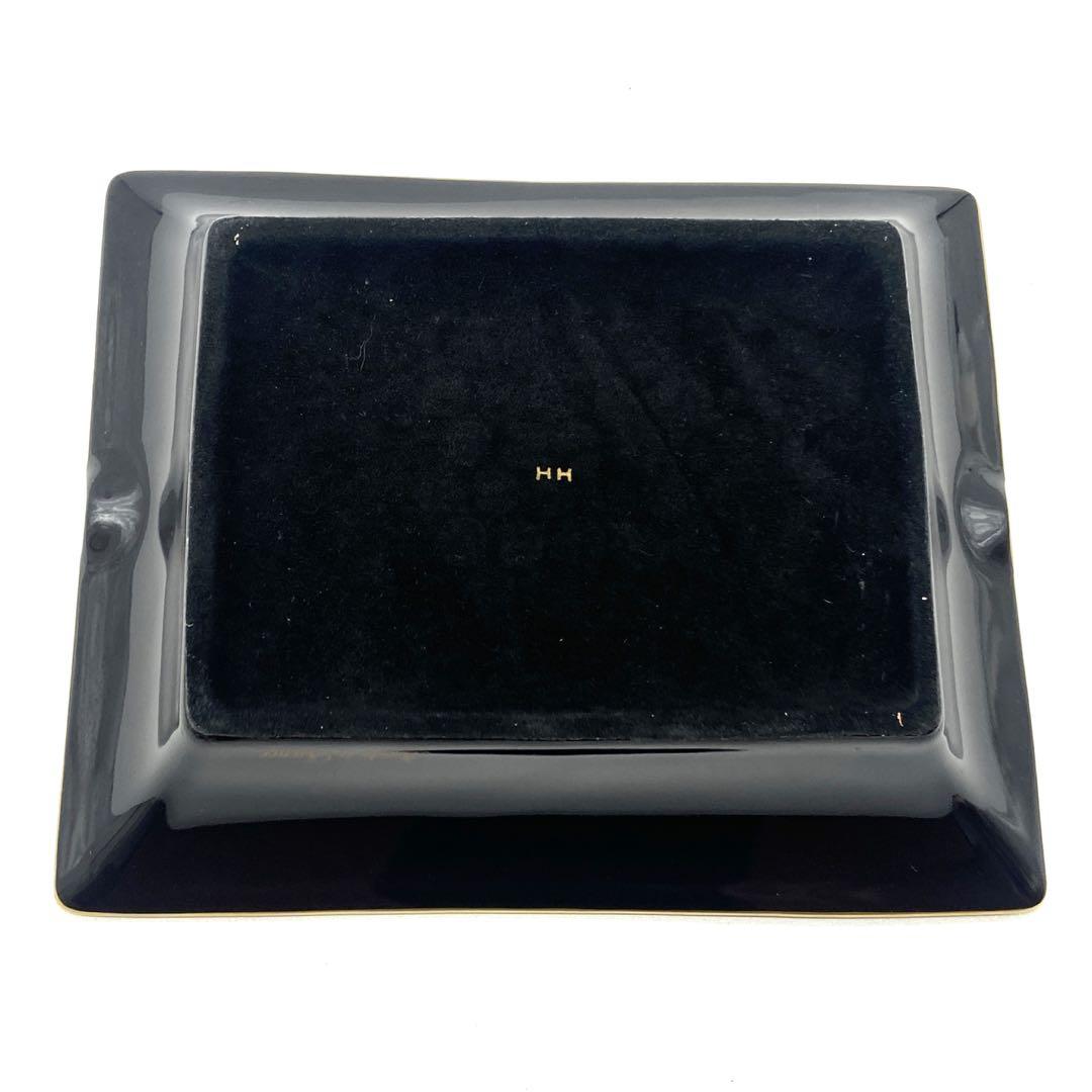 極美品✨HERMESエルメス　灰皿　アッシュトレイ　花　扇子　動物　ブラック