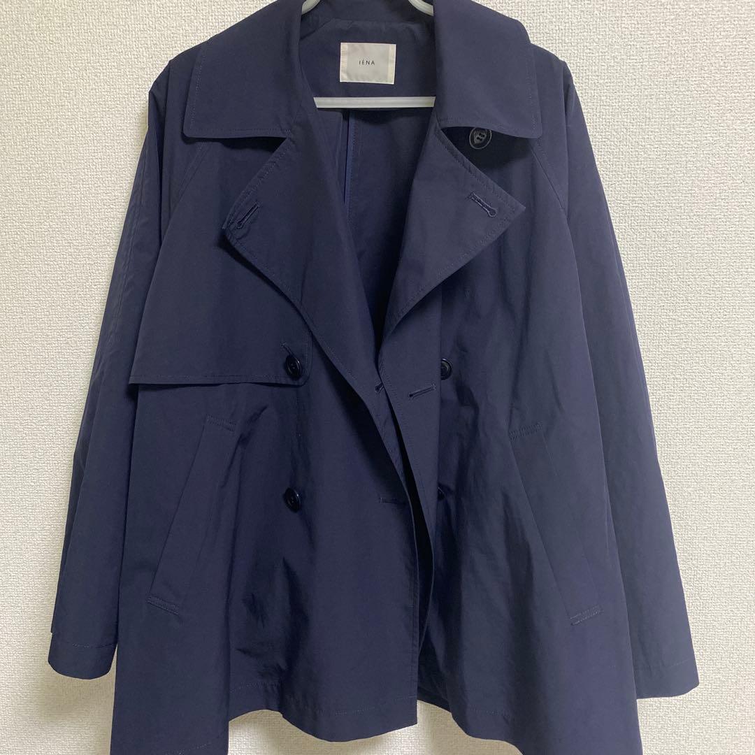 IENA Peポプリンオーバーショートコート ネイビー38