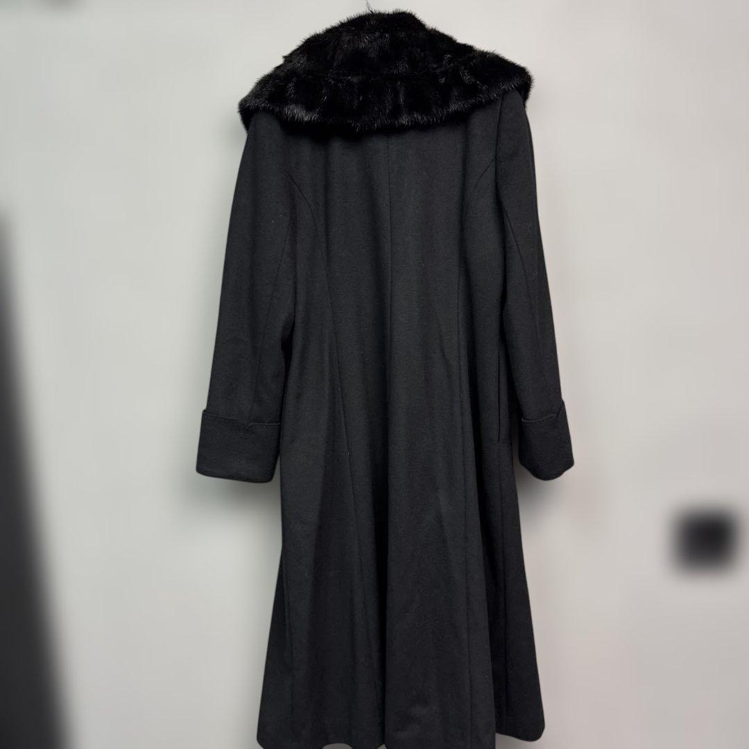 PARIENNE ミンクファーカシミヤコート　9 ブラック　ロングコート　黒