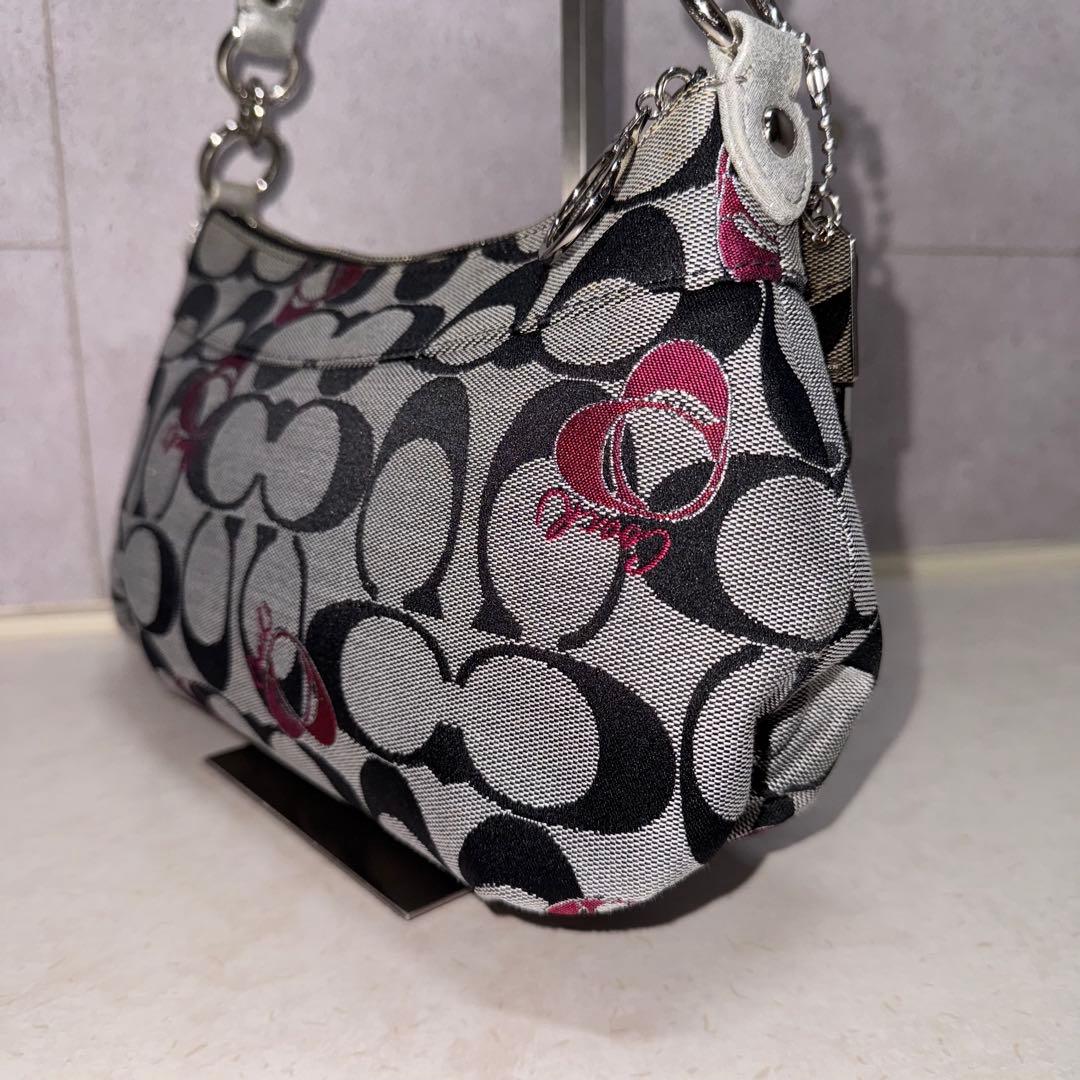 COACH シグネチャー ポピー グルービーハート 2WAY ショルダーバッグ