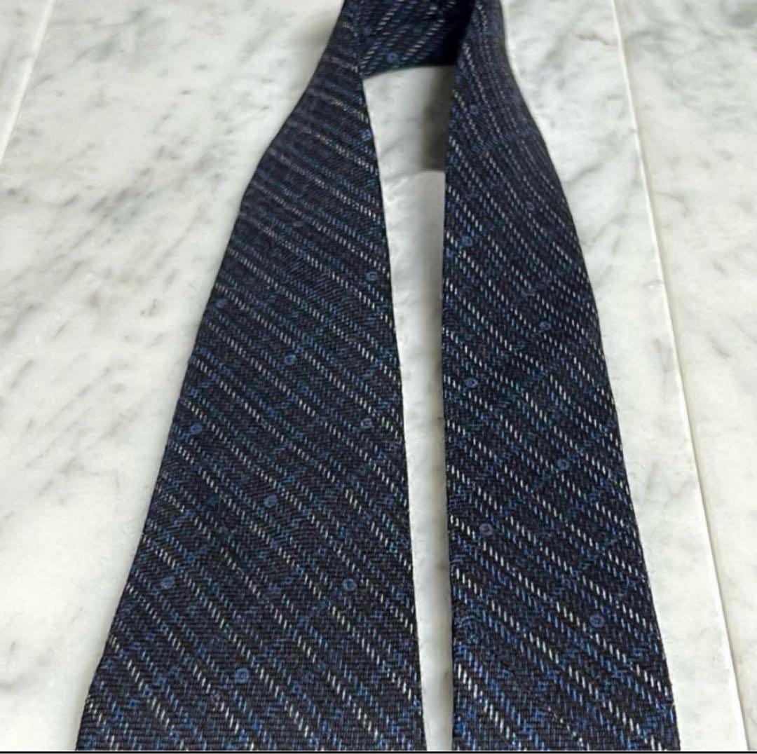 GUCCI ネクタイ ネイビー チェックロゴ GG シマ シグネチャー