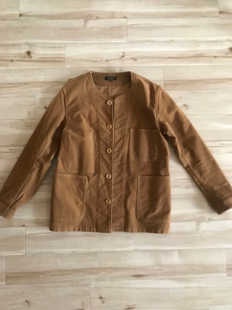 A VONTADE ストレッチコットンスエードノーカラーカバーオールS